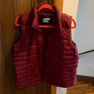 Lands' End Women's Burgundy Puffer Vest